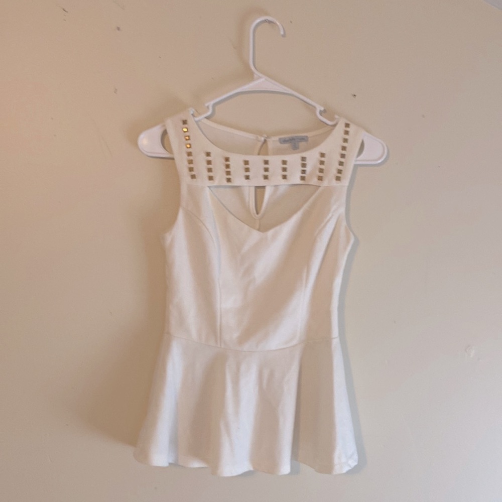 Medium Charlotte Russe gold beaded tank top.